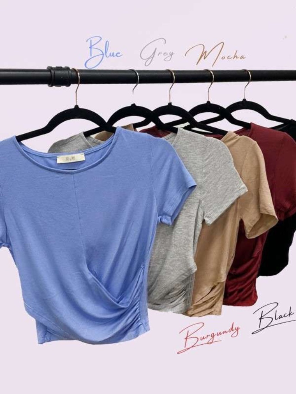 Twist Front Cropped Tee - Blue